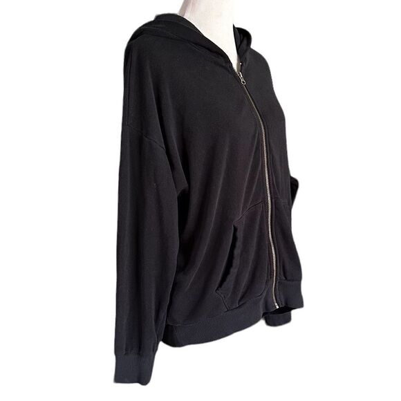 American Eagle Black Amazingly Soft Lounge Casual Loose Baggy Fit Zip Up Hoody - Picture 2 of 5